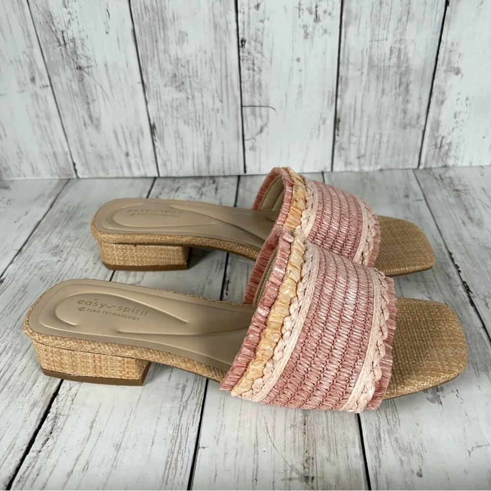 Easy Spirit Graciela Raffia Block Heel Comfort Slide Sandal 9.5 NEW